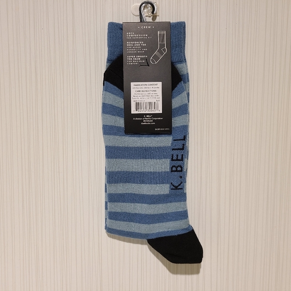 K. Bell Penguin Men's Cotton Dress Socks with Stripes - Picture 2 of 3